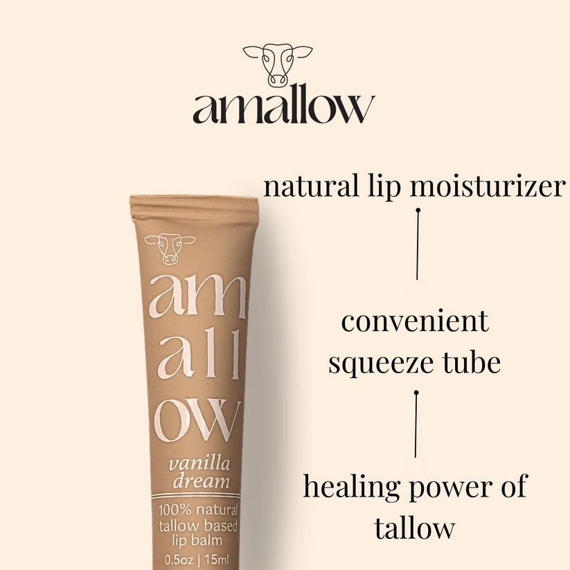 Tube shown . Reads natural lip moisturizer, convenient squeeze tube, healing power of tallow.