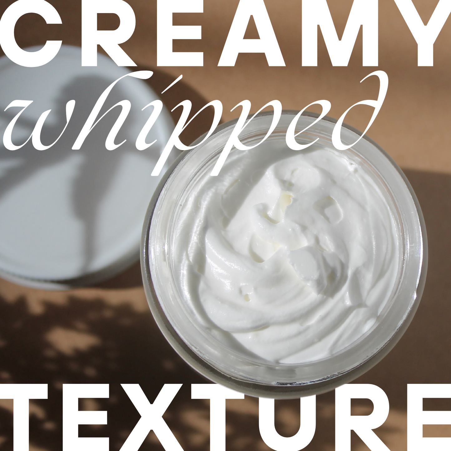 Creamy Whipped Texture. Product Shown in jar with lid off.