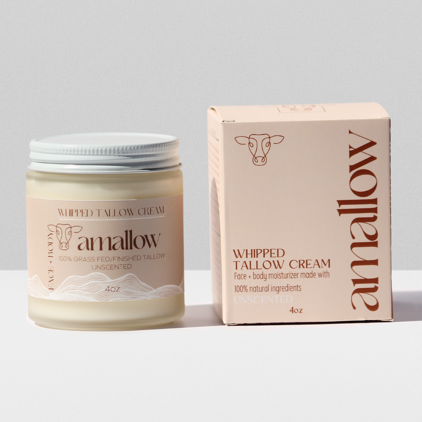 Unscented product shown next to tan colored box.