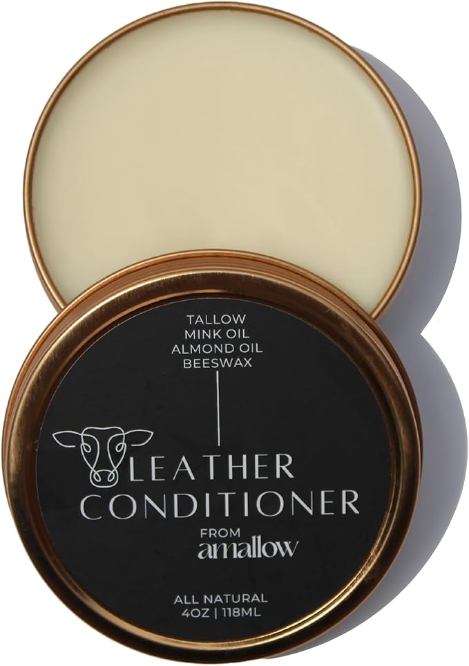 Picture of Tallow Leather Conditioner Jar Open Showing the Product