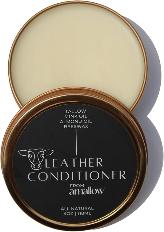 Picture of Tallow Leather Conditioner Jar Open Showing the Product