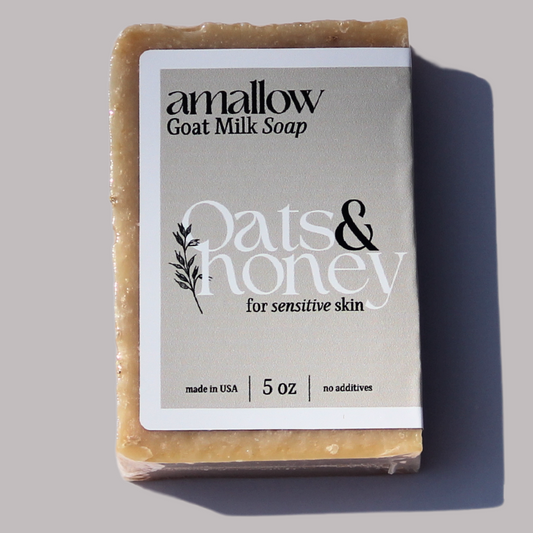 Oats and honey soap bar shown close up.