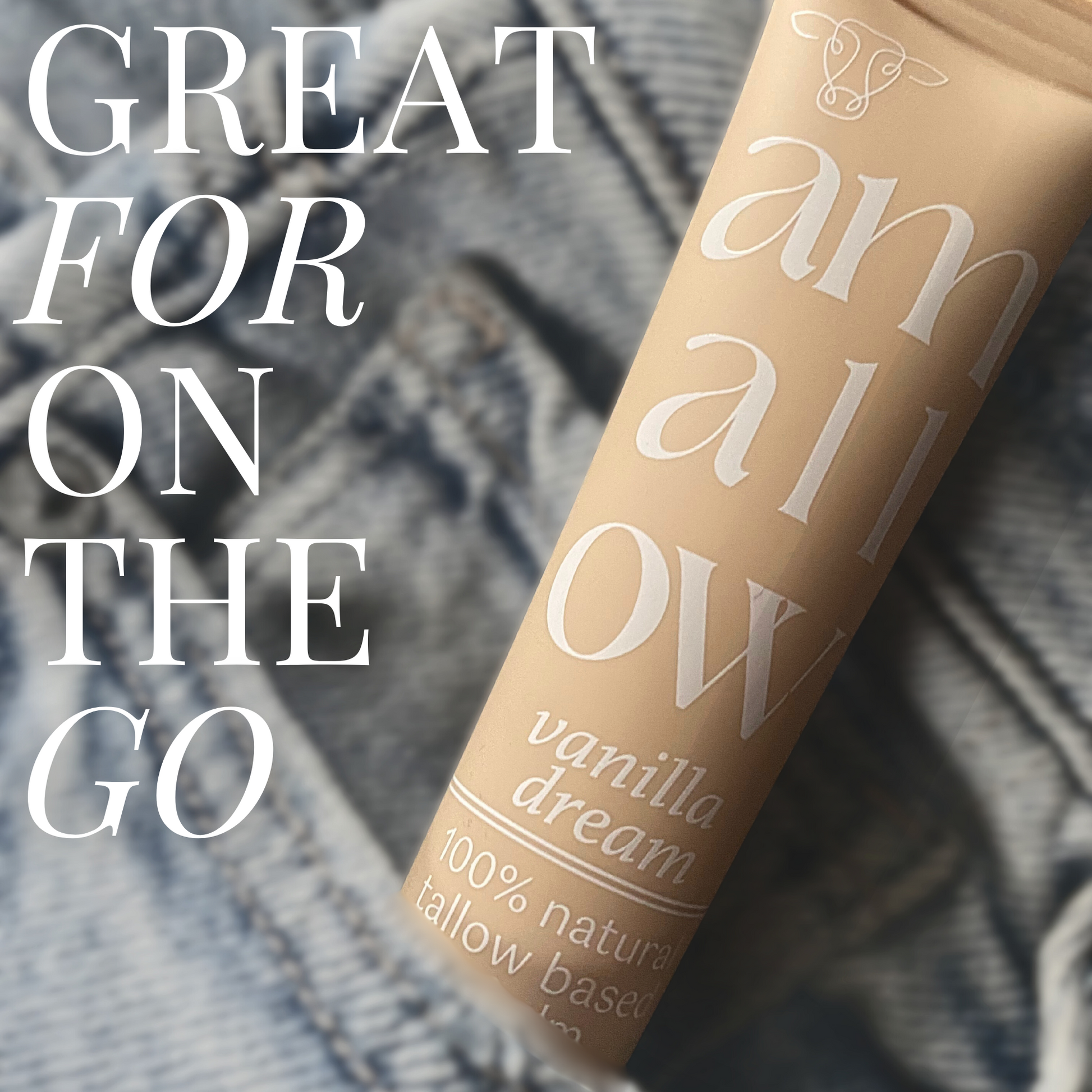 Product show in back pocket and reads "great for on the go"