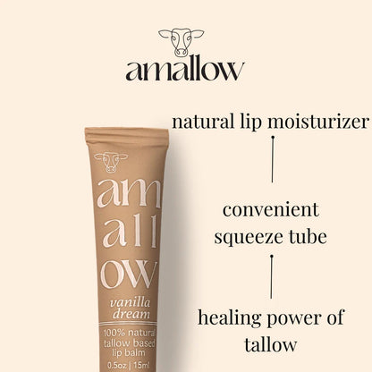 Tube shown . Reads natural lip moisturizer, convenient squeeze tube, healing power of tallow. 
