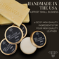 Handmade in the USA. Support Small Business. 4 oz of High quality ingredients for your high quality leather.  Image of beeswax blocks and multiple tins of amallow's leather balm shown. 